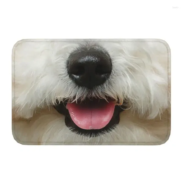 Alfombras personalizadas Kawaii Bichon Frise Puppy Felpudo Antideslizante Bienvenido Cocina Puerta Mat Pet Dog Dormitorio Balcón Sala de estar Alfombra Alfombra