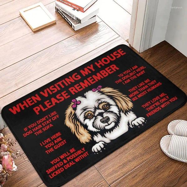 Alfombras Peeking Peeking Dog Shih Tzu Poormat Mat Anti-Slip Baño de baño Alfombra de baño 40 60 cm