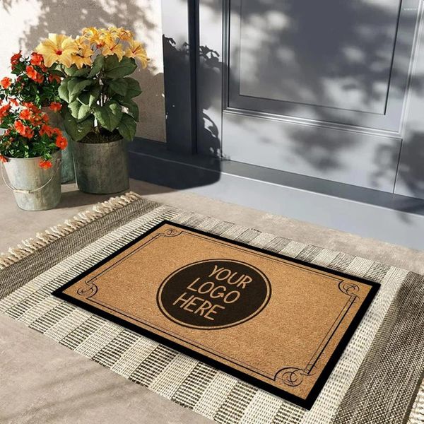 Alfombras de bienvenida de bienvenida personalizada con logotipo de negocios respaldo de goma personalizada anti -slip al aire libre alfombra 18x30 alfombra decoración