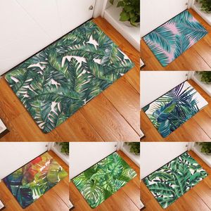 Tapis Tapis personnalisable Tapis de porte Tapis de sol intérieur Salle de bain Tapis de chambre antidérapant Plante tropicale Feuille de palmier Cuisine nordique