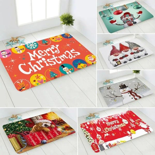 Tapis personnalisables tapis de sol de Noël personnalisables Snowman Santa Santa Bedroom Halway Carpet Mat de porte souple sans glissement adapté au salon