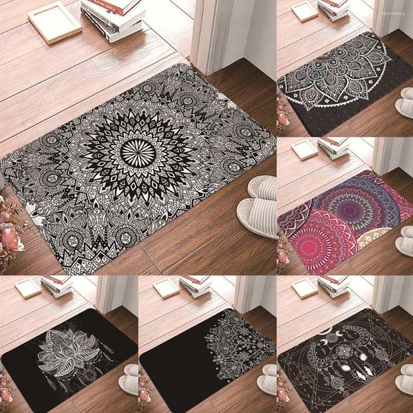 Alfombras personalizables meditación hippie mandala portero alfombra de cocina balcón decoración del hogar colorida estera de piso boho