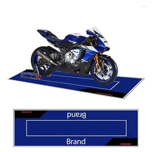 Alfombras Pantalla de motocicletas personalizada Mat de poliéster Racing Moto Estacionamiento Alfombras Anti -Slip Work Fland Garage Decoration