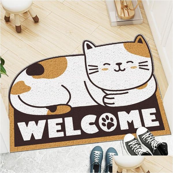 Tapis mignon Animal dessin animé chat antidérapant absorption tapis de bain Tra doux tapis intérieur chambre paillasson petite forme tapis pour vivre Ro Dhivr