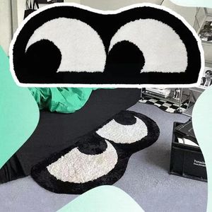 Tapis mignons gros yeux tapis noir plishage drôle imitation tapis de lit de lit couchemire chambre à chambre de lit pour enfants