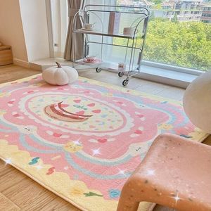 Tapijten Schattig Taarttapijt Zacht Pluche Antislip Absorberend Woonkamer Decoratieve Vloermat Slaapkamer Ins Roze Girly Hart Nachtkastje Tapijt