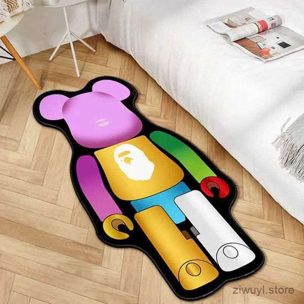 Carpets Migne Cartoon Bear Tapis pour un salon créatif Utilisation avec conception de blocs de construction pour la décoration de la maison