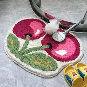 Tapis Mignon Cerisier Tufting Tapis Tapis De Porte Doux Épais Moelleux Tufté Salle De Bain Absorbant Tapis Toilette Cuisine Entrée Plancher Pieds Tapis