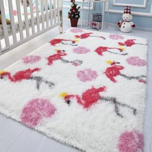 Alfombras linda alfombra de flamenco para niños juego de sofá sala de estar dormitorio cabecero alfombras de balcón de balcón alfombras modernas decoración del hogar