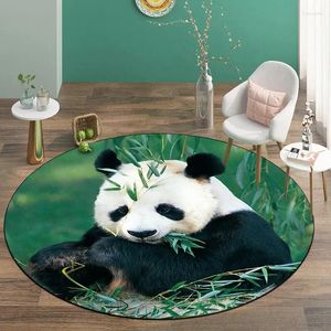 Carpets mignons géants panda imprimé motif de plancher circulaire mat kawaii tapis décoratif maison salon décoration anti-glissement