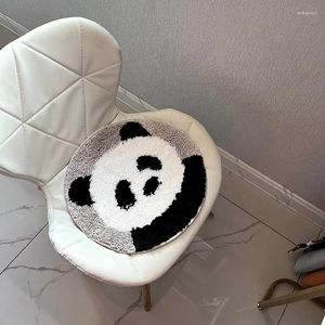 Tapijten schattig panda tapijt 3d wilde dierenhoofd tuft tapijt cartoon pluche stoel kussen voor pallets vloer mat slaapkamer klein bed