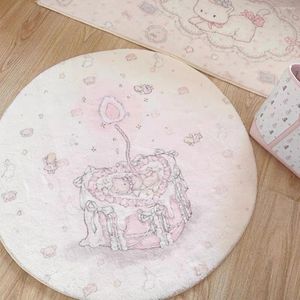 Tapijten schattig roze cartoon ronde gebied tapijt woonkamer tapijt kinder slaapkamer bank speelkamer decor niet-slip vloermat