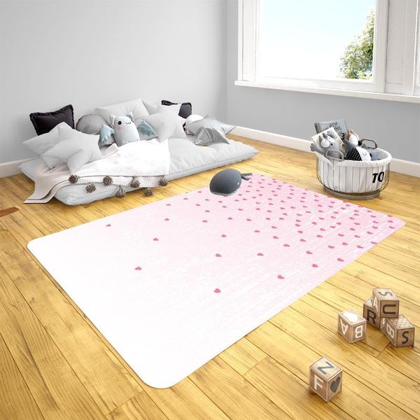 Carpets mignons coeurs roses modèles bébé jeu mat rond