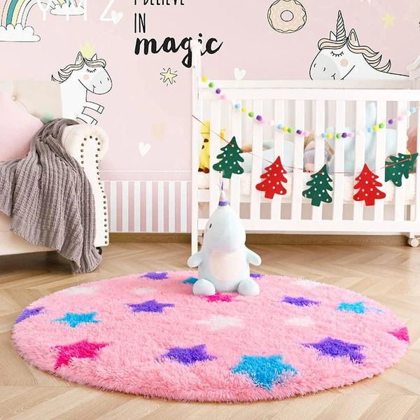 Tapis mignon peluche rond tapis enfant plaqueable tapis chambre tapis couss