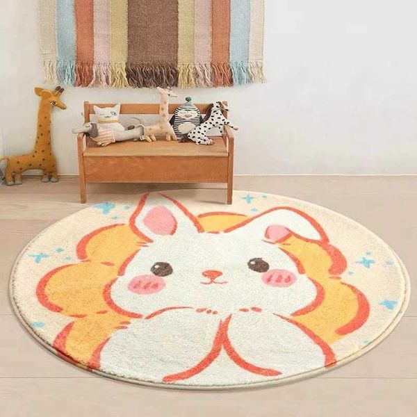 Tapis mignon rabbit rond tapis doux moelleux moelleux tapis de chambre à coucher de chambre à coucher moquette de chevet simplicité tapis de salon lavables tapis sans glissement lavables