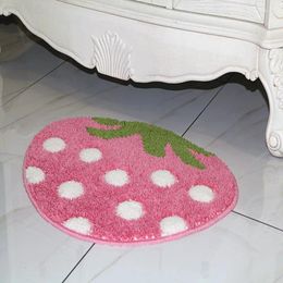 Tapis mignon tapis de fraise afflux de bain rose rose fille douce décor de la maison chambre à la maison chambre à coucher non glip