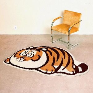 Tapis Tapis de zone tissé en forme de tigre mignon 73x160cm Muti-Fuction Chambre d'enfants Tapis de chevet Décoration Tapisserie suspendue Tapis de porte