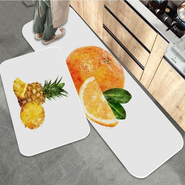 Tapis mignon aquarelle fruits imprimé flanelle tapis de sol salle de bain décor tapis antidérapant pour salon cuisine bienvenue paillasson