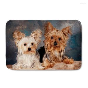 Tapijten schattig Yorkshire terrier honden print ingang portemat tapijt voor voordeur mat niet slip keuken woonkamer vloer matten gebied tapijten