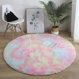 Tapis éblouion couleur en peluche tapis rond