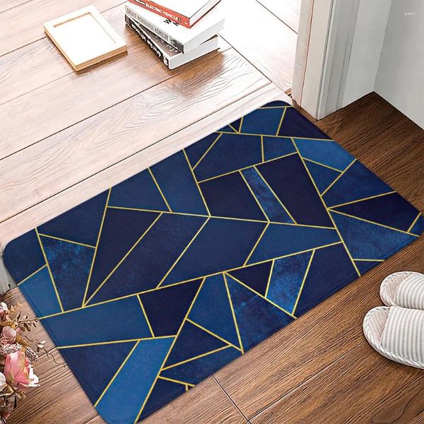 Alfombras Azul profundo Alfombra de cocina moderna Dormitorio geométrico Entrada Felpudo Decoración del piso del hogar Sala de estar Alfombra Baño Alfombra antideslizante