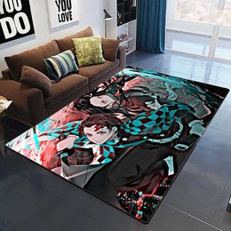 Tapijten Demon Slayer Fashion 3D Art Print Floor Mat Living Room Tapijt Anime Rol voor volwassen grote tapijten Indoor Gebied Zacht flanellen Play Mat R230717