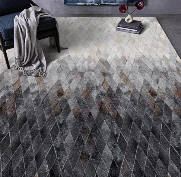 Alfombras diseñador luz lujosa alfombras de cuero gris blanco y negro