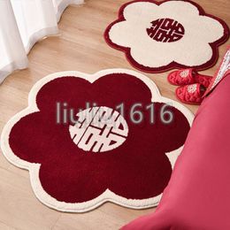 Alfombras diseñadora alfombra decoración sala de bodas rojo alfombra de boda nueva decoración china sola cama de cama de flores salas de boda