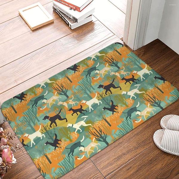 Tapis chiens jouant dans le parc, carrelage antidérapant, paillasson de bain, tapis de sol, décor de chambre à coucher