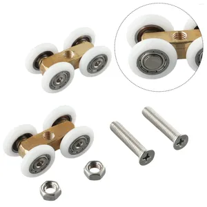 Tapijten Deur Hardware Roller 2 Stuks Glijdende Wielen 4.4 Cm X 2.2 Cm Koperen Vierwielige Opknoping Glas Katrol geen Roest Glijbaan