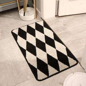 Tapijten deurmat klassiek zwart grijze controle geometrisch tapijt koel modern design tapijt absorberende slipbestendige kussen keukenvloer matten