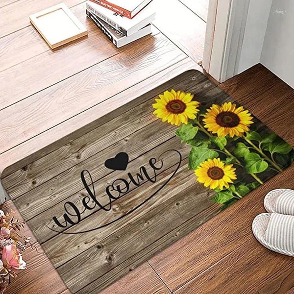 Alfombras, felpudo para puerta, entrada, bienvenida, flores de girasol, estampado, alfombrillas antideslizantes para el suelo, dormitorio, sala de estar, decoración interior del hogar