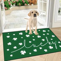 Carpets Porte Mat de bienvenue Lettre de bienvenue St. Patrick's Force Floor Portant non glisser pour la salle de bain extérieure Cuisine Flanelle Tapis 40x60cm