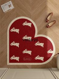 Tapis tapis de porte 2023 nouvel an lapin rouge amour mignon tapis découpable tapis de sol Festival décoration de la maison facile à nettoyer vaiduryd