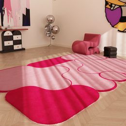 Tapis Dopamin Girly karpet mewah dekorasi kamar tidur ringan untuk ruang tamu Pink berbentuk berbulu lembut tebal keset lantai 230904