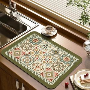 Tapijten aftapkussen keukenmat schotel drainer absorberend wastafel tapijt droog servies servies servies placemat tapijten home decor