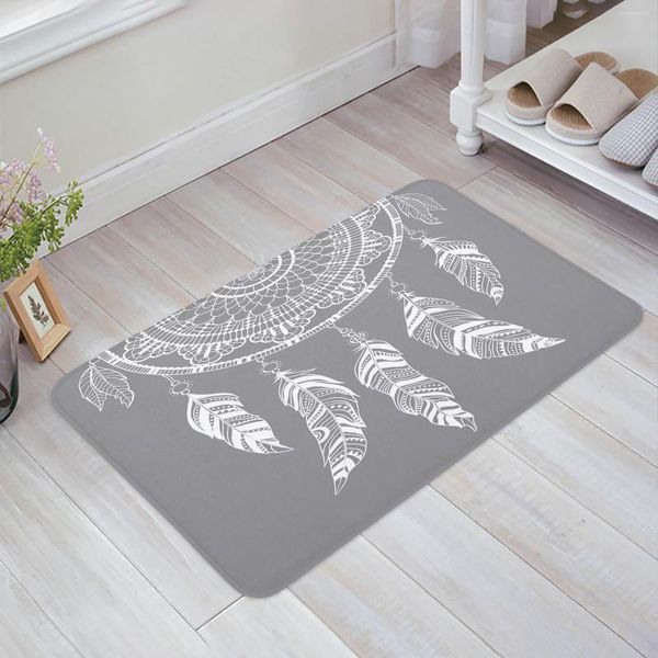 Alfombras Cattador de ensueño Feather Grey Feather Retro Kitchen Bating Bath Bath Bath Carpet House Hold Met Alfombas Decoración del hogar