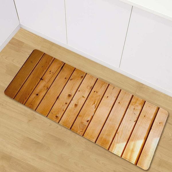 Alfombras Dropship tira de madera de bambú felpudo Retro alfombra de cocina baño ducha alfombrillas de suelo sofá largo para sala de estar alfombrilla de pie