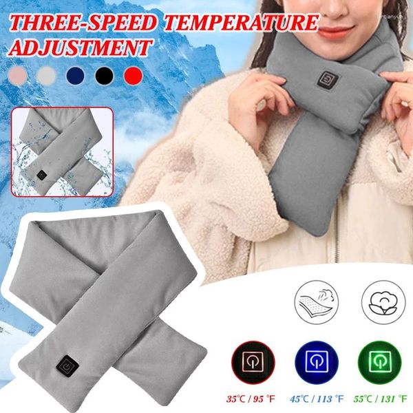 Alfombras e2 bufanda de calefacción de invierno para mujeres 3 engranajes usb ajustable usb al aire libre mantenga calienta bufandas calentadas con cuello chal unisex