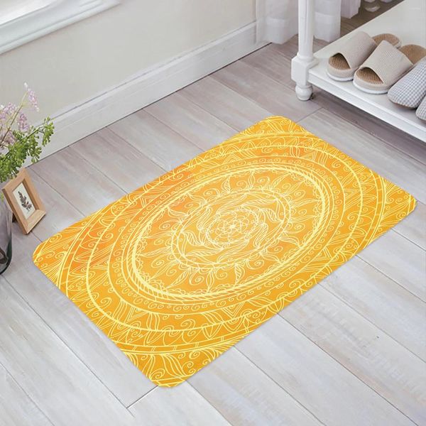 Carpets Égyptien abstrait soleil jaune de cuisine de cuisine mat de sol décor du salon