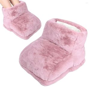 Tapis chauffe-pieds électrique coussin chauffant lavable USB pantoufles de charge confortable en peluche pour hommes femmes