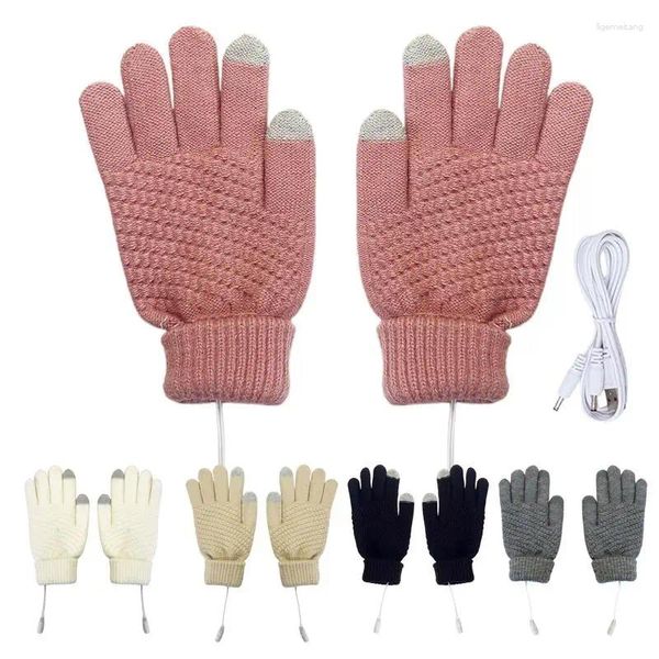 Alfombras Guantes eléctricos Calentador de manos con pantalla táctil para hombres Mujeres calentadas de tejido de viento lana de invierno Termal