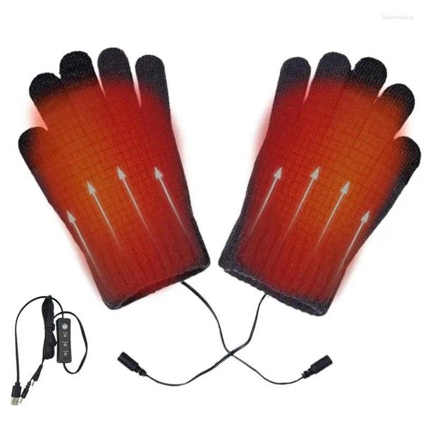 Alfombras Guantes eléctricos calentados con pantalla táctil USB recargable tibia de invierno tibia termal impermeable a prueba de viento de lana de lana a mano.