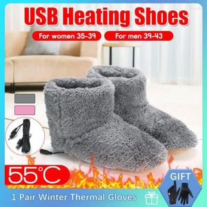 Carpets Bottes de neige chauffée électrique chauffage USB Chaussures de pieds de pied d'hiver super doux lavables Produit de réchauffement en peluche confortable 35-43