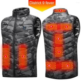 Tapijten elektrisch verwarmd vest 9 warmtegebieden thermische kleding USB sportkleding voor buitenactiviteiten