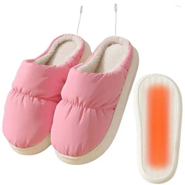 Alfombras Zapatillas de calefacción eléctrica Temperatura ajustable Botas calentadoras de pies Peluche calentado para la oficina en casa