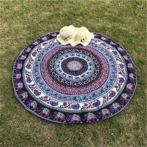 Tapijten olifant type ronde sjaal mode mandala tapijt strand mat picknick deken polyester gazon tippet