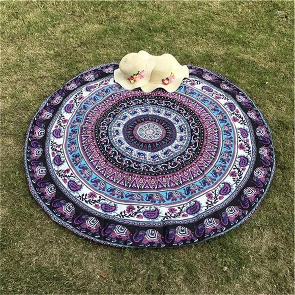 Alfombras Tipo Elefante Bufanda Redonda Moda Mandala Tapiz Playa Estera Picnic Alfombra Manta Poliéster Césped Tippet