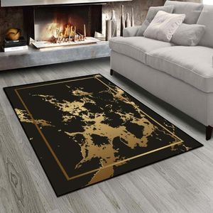 Tapis Autre Noir Doré Jaune Splash Peinture Bordures Impression 3d Antidérapant Microfibre Salon Moderne Tapis Lavable Tapis Mat1