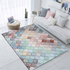 Tapijten anders Colloroured Tiles Geometric Nordec Scandinavian 3D Print Antislip Microfiber Woonkamer Modern Tapijt Wasbaar Area Rug Mat1